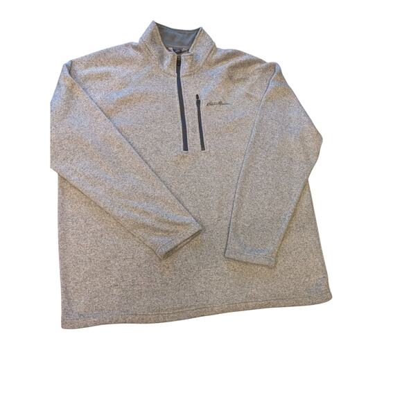 Eddie Bauer Fleece Sweater Mens XXL Gray 1/4 Zip Pullover Gray Hiking Sweatshirt - Picture 9 of 14